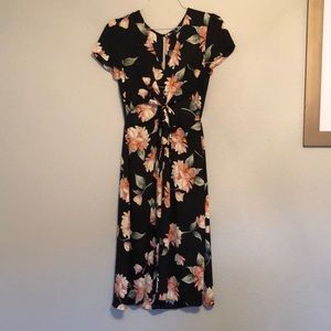 Lulus black floral cut out dress